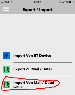 Auswahl Export